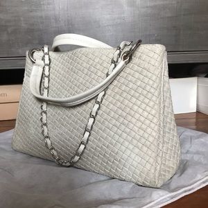 Italian Made Pale Gray Basketweave Bag